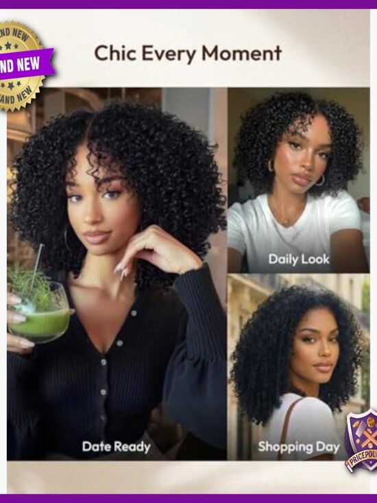 Human Hair Wig Afro Kinky Curly 26 Inch 180% Density Glueless